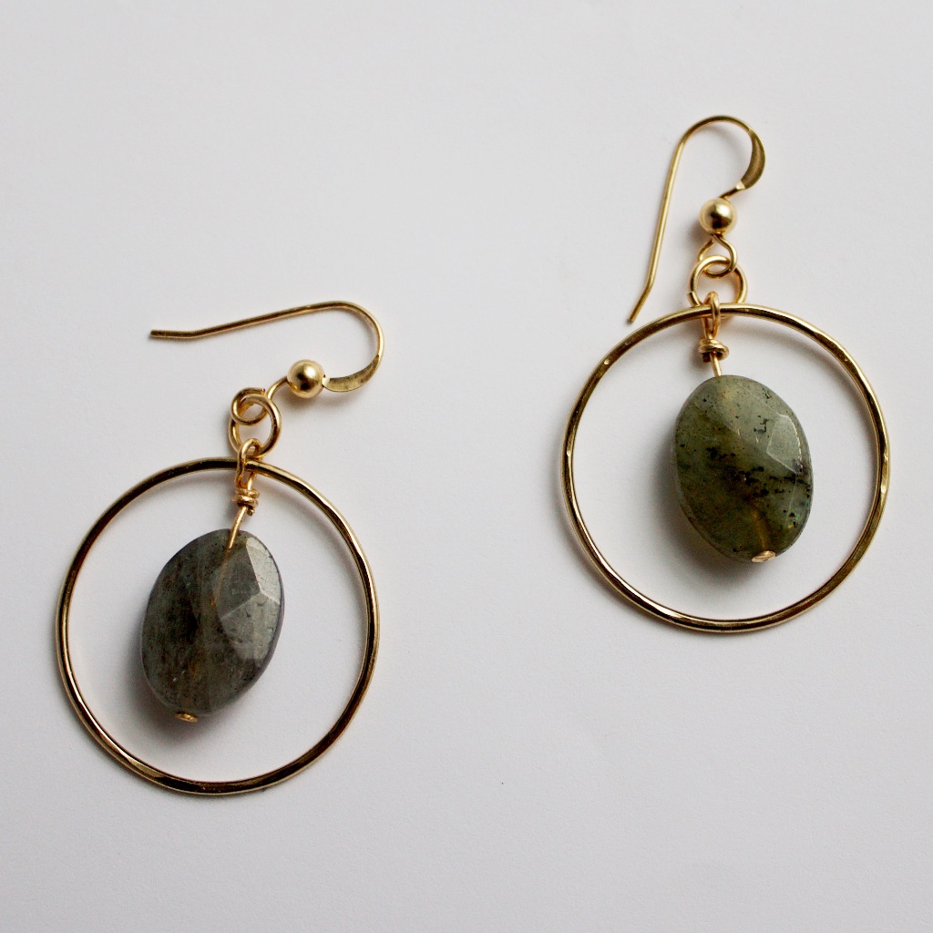 Gold Fill Labradorite (Multicolored Stone) Ring Earrings